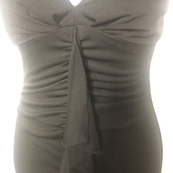 Black scrunch front ripple down v neck dress size small - Picture 10 of 14